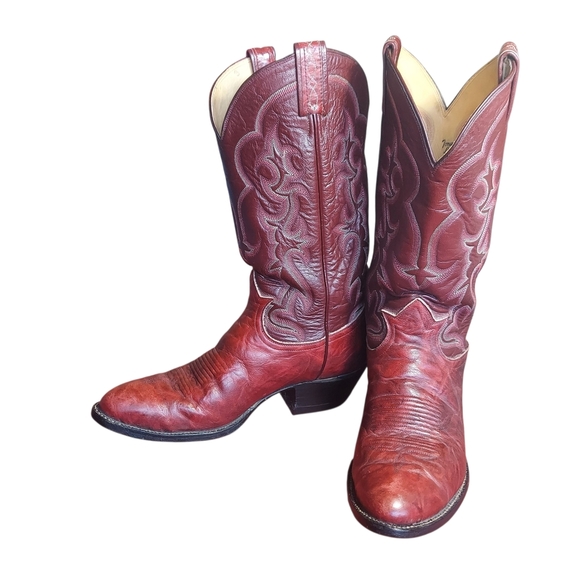 Vintage Tony Lama Cherry Mahogany Bbullhide leather boots - Picture 8 of 16